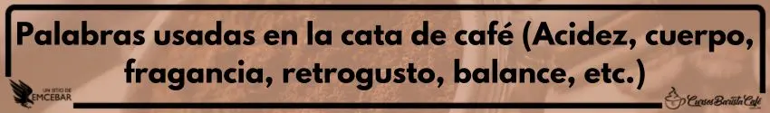 Palabras usadas en la cata de café (Acidez, cuerpo, fragancia, retrogusto, balance, etc.)